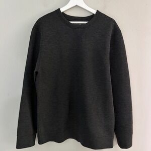 Helmut Lang Men Large Charcoal Heather Grey Viscose Sweatshirt Made in USA